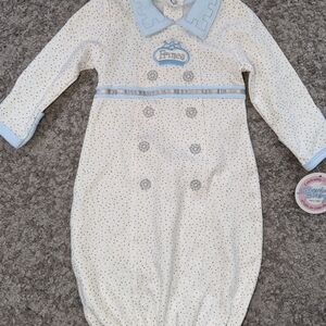 Brand new Prince Baby Gown with Blue Accents